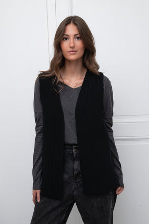 tee shirt manche longue col V en coton upcyclé extra suny V gris anthracite chiné