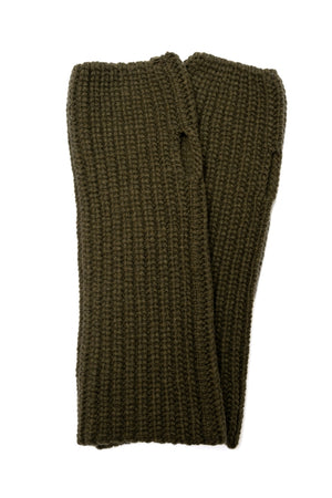 Mitaines HUGUETTE kaki vert en laine upcyclée avec coupe droite et trou pour le pouce Suny