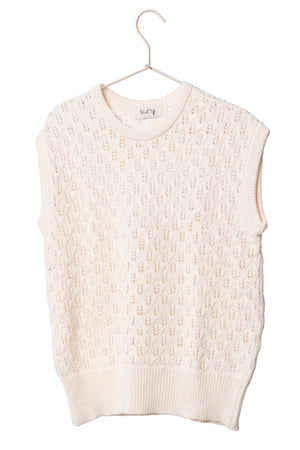 Pull sans manches Ingrid écru caresse en coton biologique Suny