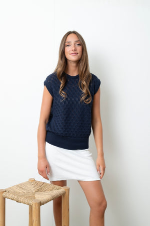 Pull en coton INGRID marine foncé