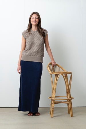 Pull sans manches Ingrid taupe en coton biologique Suny