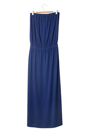 robe longue bustier en coton bio robe de plage bleu saphir