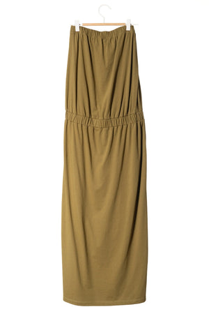 robe longue bustier en coton bio robe de plage vert kaki