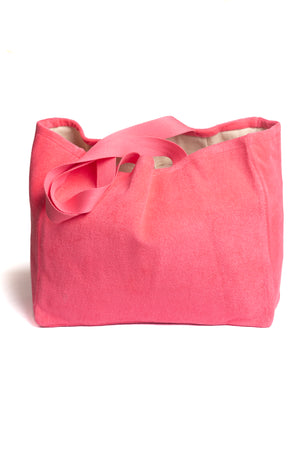 Sac cabas femme Gaële pink Suny, anses longues, grand format 45x32x18 cm, éponge bouclette bio