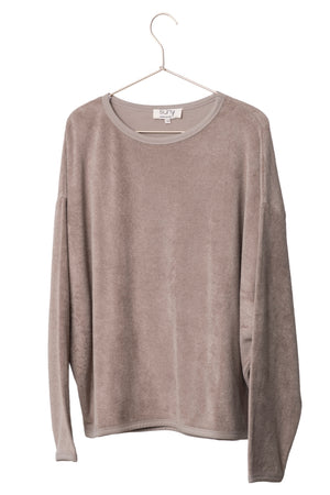 Pull femme Elsa taupe sweat oversize chic en coton biologique certifié GOTS