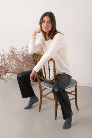 Extra suny doux tee shirt col rond femme écoresponsable label GOTS blanc cassé