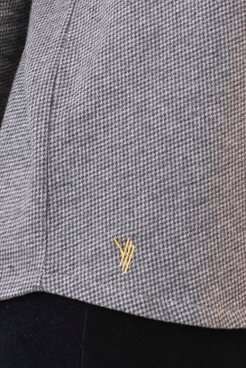 T shirt femme col rond evase manche longue coton upcyclé forme oversize jacquard anthracite et gilet reversible dakota