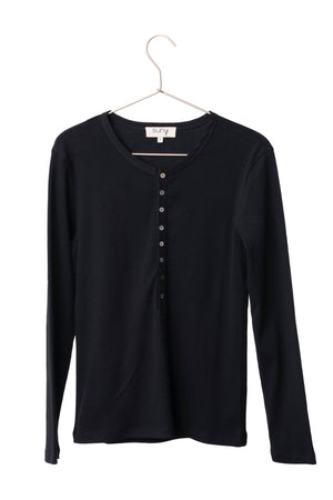 Tee-shirt tunisien SUNY en coton bio noir noir manches longues