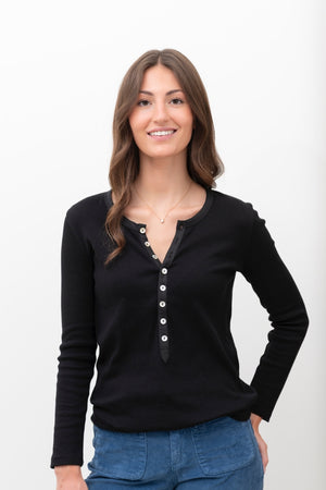 Tee-shirt tunisien SUNY en coton bio noir noir manches longues