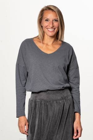 Tee shirt en coton bio EXTRA SUNY V DOUX anthracite