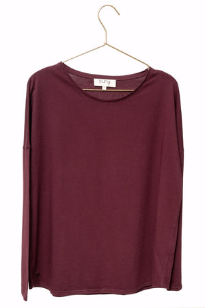Tee-shirt à manches longues Extra Suny en coton bio couleur bordeaux