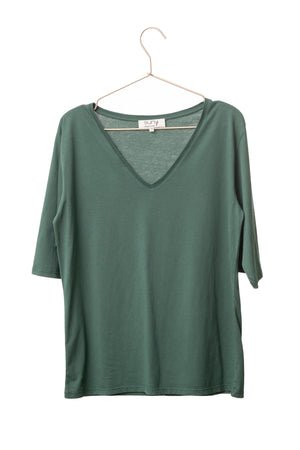 Tee-shirt Flora V vert d’hiver – modèle écoresponsable 100 % coton biologique certifié GOTS