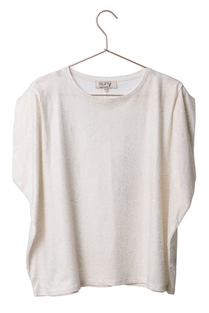 Tee-shirt Grace crème fouettée oversize en coton lin bio Suny