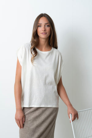 Tee-shirt Grace crème fouettée Suny en coton et lin bio irisé