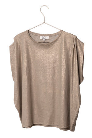 Tee-shirt Grace taupe oversize en coton lin bio Suny