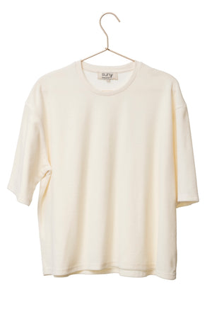 Tee-shirt HERMINE en velours beurre frais – coton bio GOTS, col rond et manches au coude