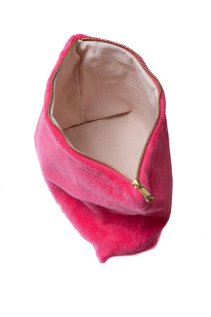 Trousse Georges pink Suny en éponge bouclette coton bio certifié GOTS, trousse de toilette femme