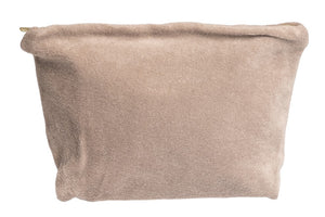 Trousse Georges taupe Suny en éponge bouclette coton bio certifié GOTS, trousse de toilette femme