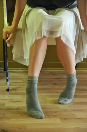 Brunette chaussette à paillette femme coton bio made in France gris kaki