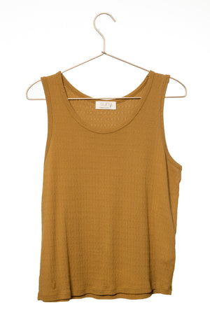 Débardeur suny col rond en coton biologique pour femme fabrication locale et certifiée GOTS havane, tabac, marron