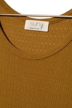 Débardeur suny col rond en coton biologique pour femme fabrication locale et certifiée GOTS havane, tabac, marron