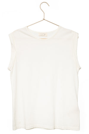 Débardeur suny femme lin et coton bio col rond coupe droite blanc cassé