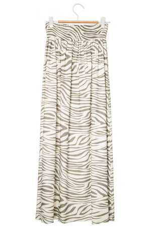 Jupe longue suny femme fluide smock à la taille jupon smocké jersey de coton bio GOTS éco-responsable MOTIF zebre