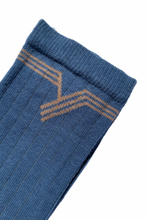 Chaussette française à côte en coton bio fabriquées en France de couleur bleu de toi