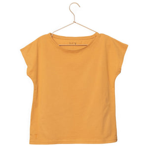 T shirt coton bio eco responsable femme col rond evase manche courte forme ajustée curry uni suny
