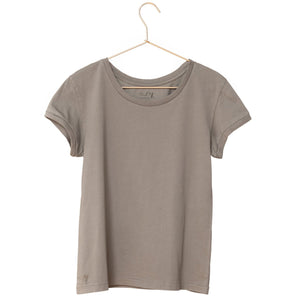 T shirt unisexe col rond manche courte coton bio souple forme droite gris kaki uni suny