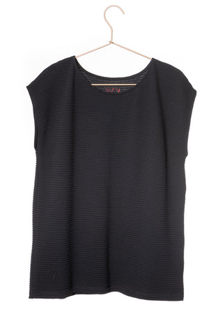 T shirt femme manche courte coupe droite uni coton bio GOTS eco responsable col rond évasé noir, charbon, noir intense