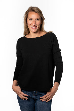 Extra suny doux tee shirt col rond femme écoresponsable label GOTS noir