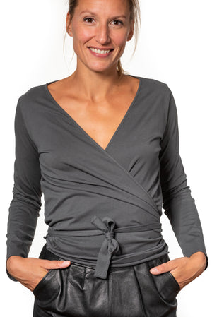 Cache coeur ajusté en coton bio pour femme de couleur gris anthracite pour femme