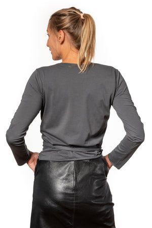 Cache coeur ajusté en coton bio pour femme de couleur gris anthracite pour femme