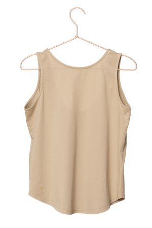 T shirt coton bio eco responsable femme debardeur réversible dos nu coupe ajustée beige suny