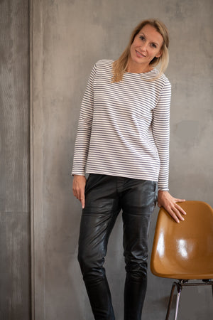 Navy suny marinière femme coton bio certifié GOTS rose poudre