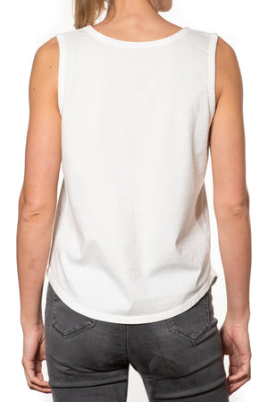 T shirt coton bio eco responsable femme debardeur col rond evase forme ajustée blanc marcel suny