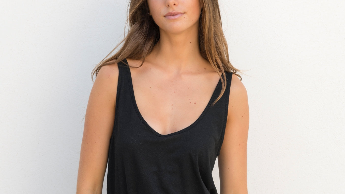 Débardeur noir femme en coton ou lin bio