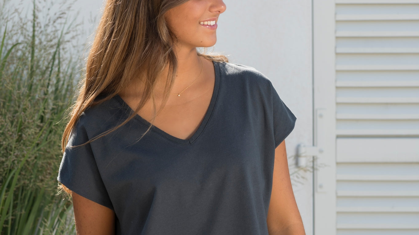 Tee shirt gris femme en coton bio