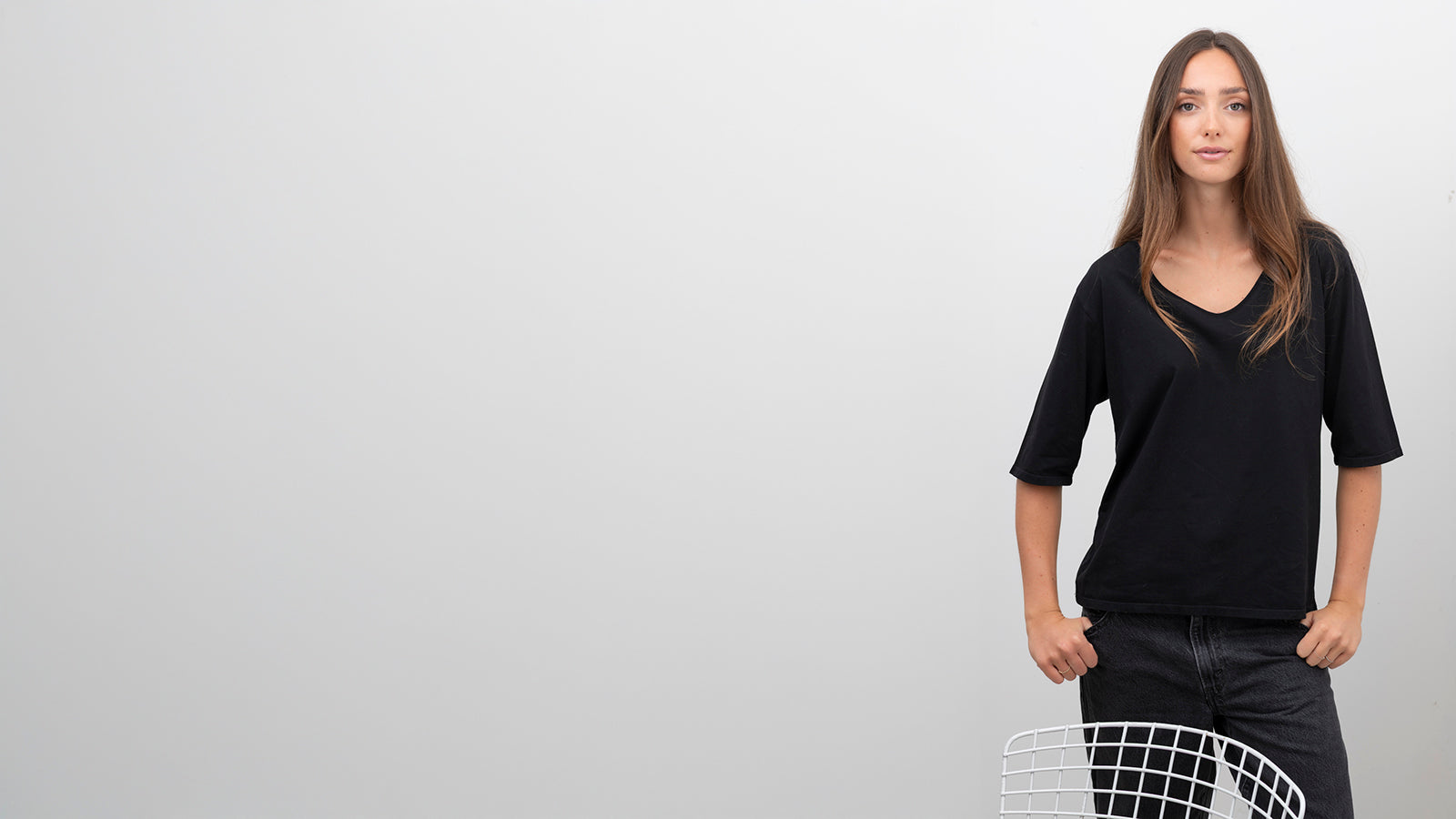 tee shirt col V coton bio suny