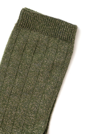 Chaussette à paillettes en coton bio fabriquées en France de couleur kaki mousse