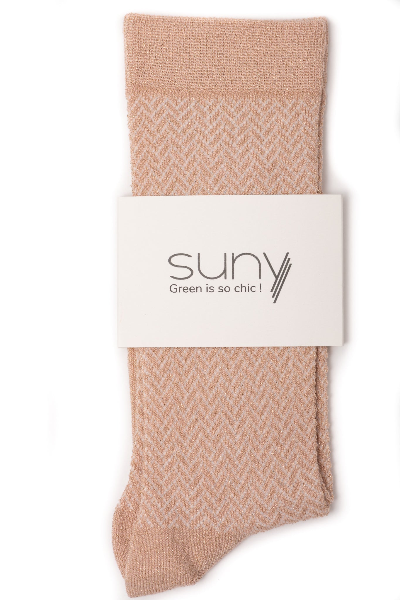 Brunette chaussette à paillette femme coton bio made in France à paillette rose