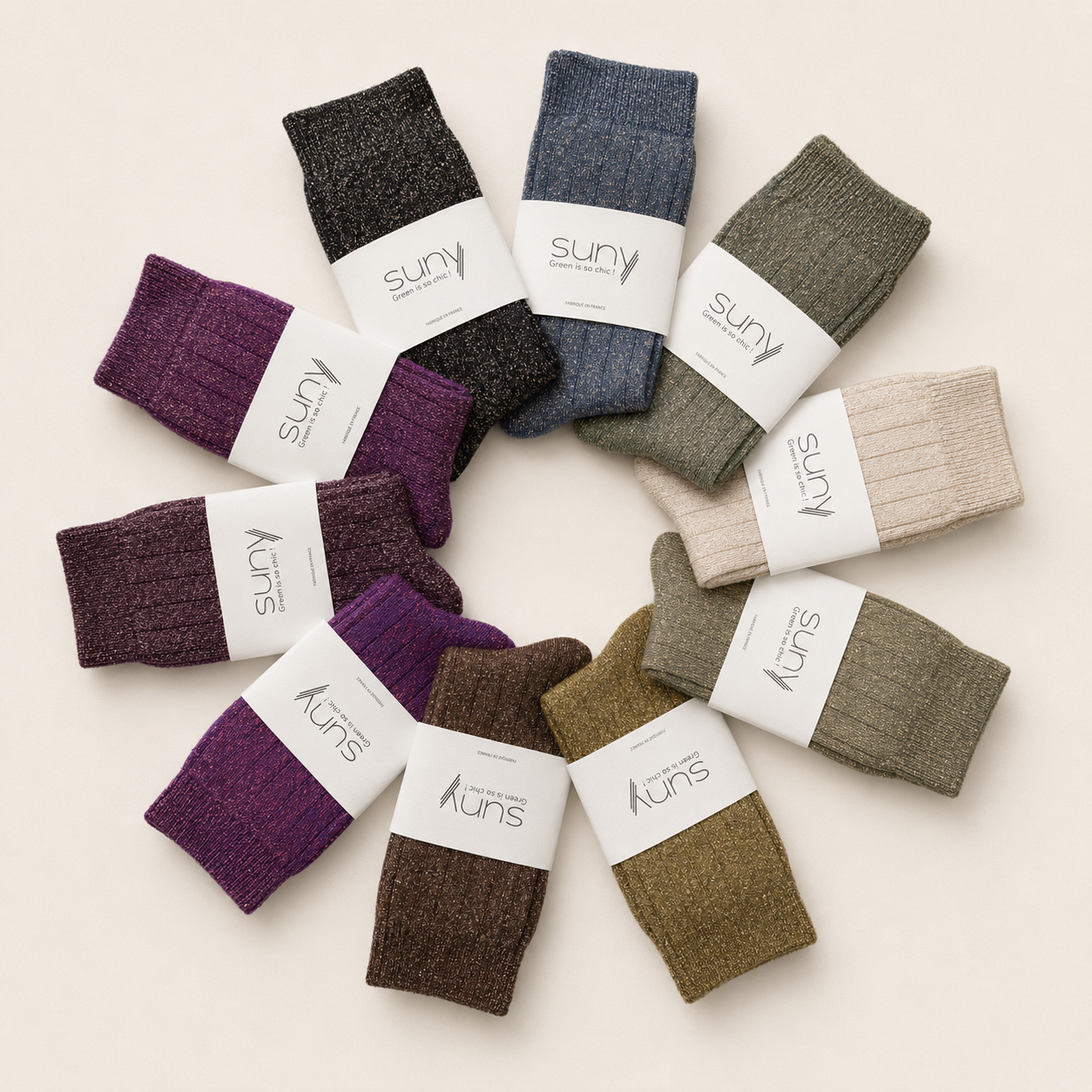 Chaussettes femme Suny en coton bio, fabriquées en France avec fils dorés