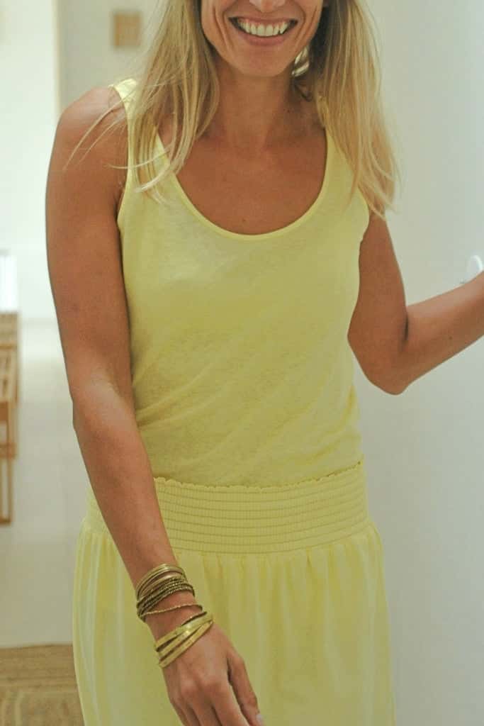 Débardeur suny lin et coton bio femme certifié GOTS fabrication locale jaune, jaune clair, jaune d’or