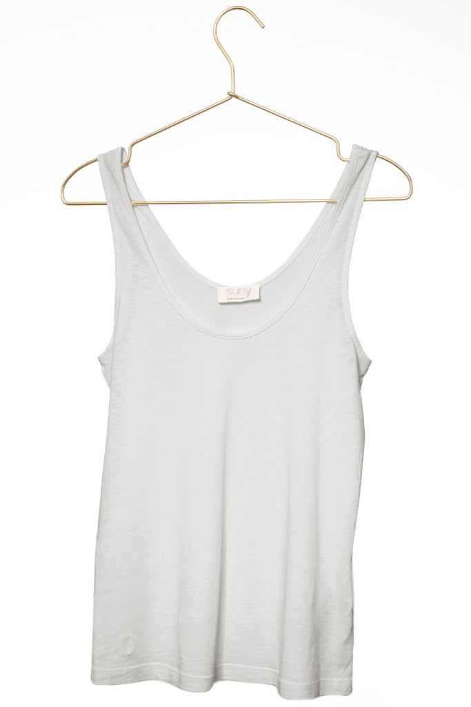 Débardeur lin et coton bio femme certifié GOTS fabrication locale gris clair, gris doux, gris perle, gris souris