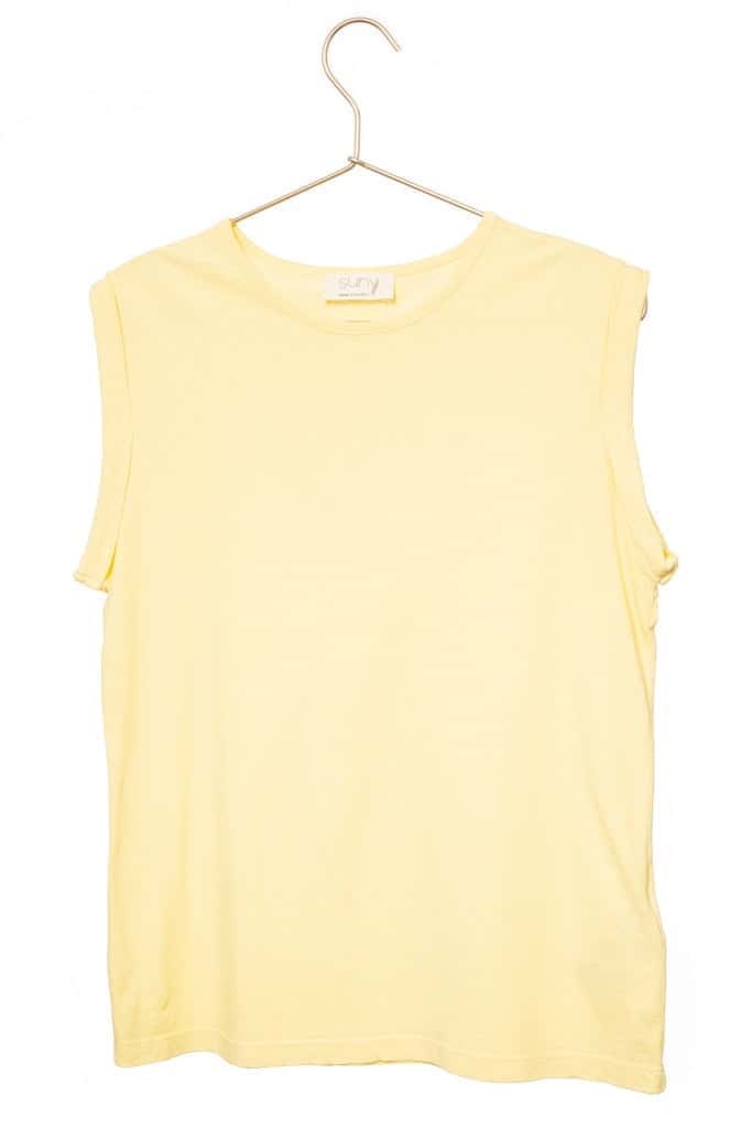 Débardeur suny femme lin et coton bio col rond coupe jaune, jaune clair, jaune d’or