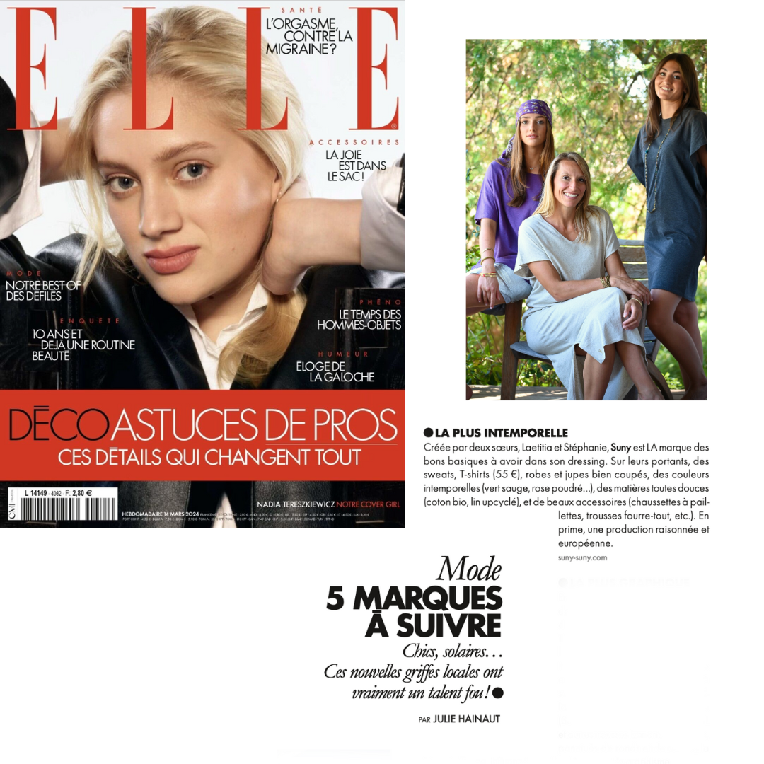 suny dans la page mode du magazine ELLE
