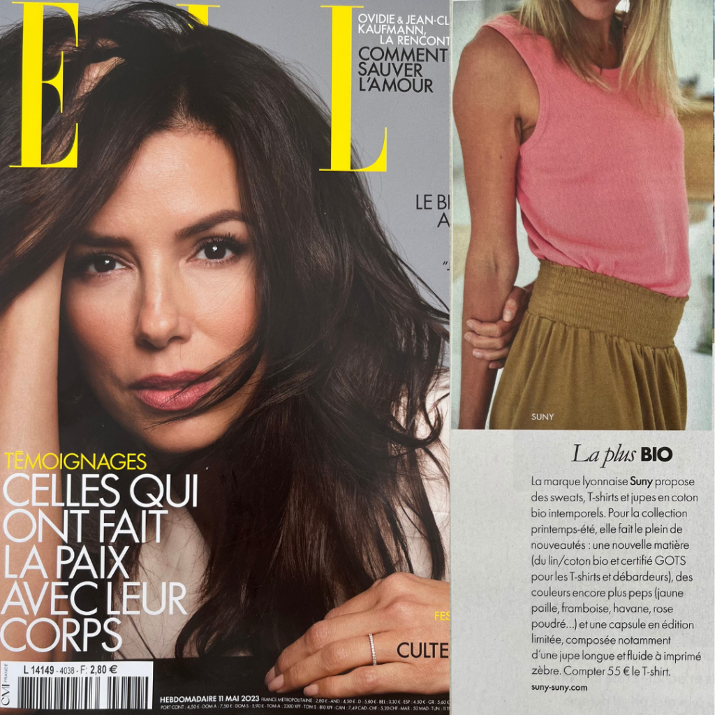 Suny dans le ELLE la marque la plus bio