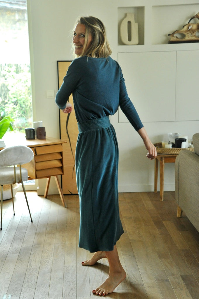 Extra suny doux tee shirt col rond femme écoresponsable label GOTS vert canard