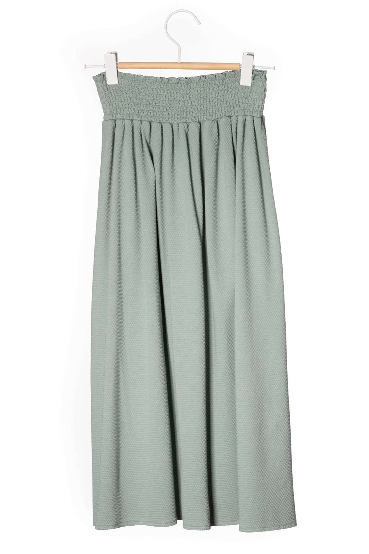 Jupe mi-longue en coton bio SUNY MIDI PLUMETIS vert sauge